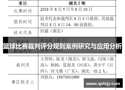 篮球比赛裁判评分规则案例研究与应用分析